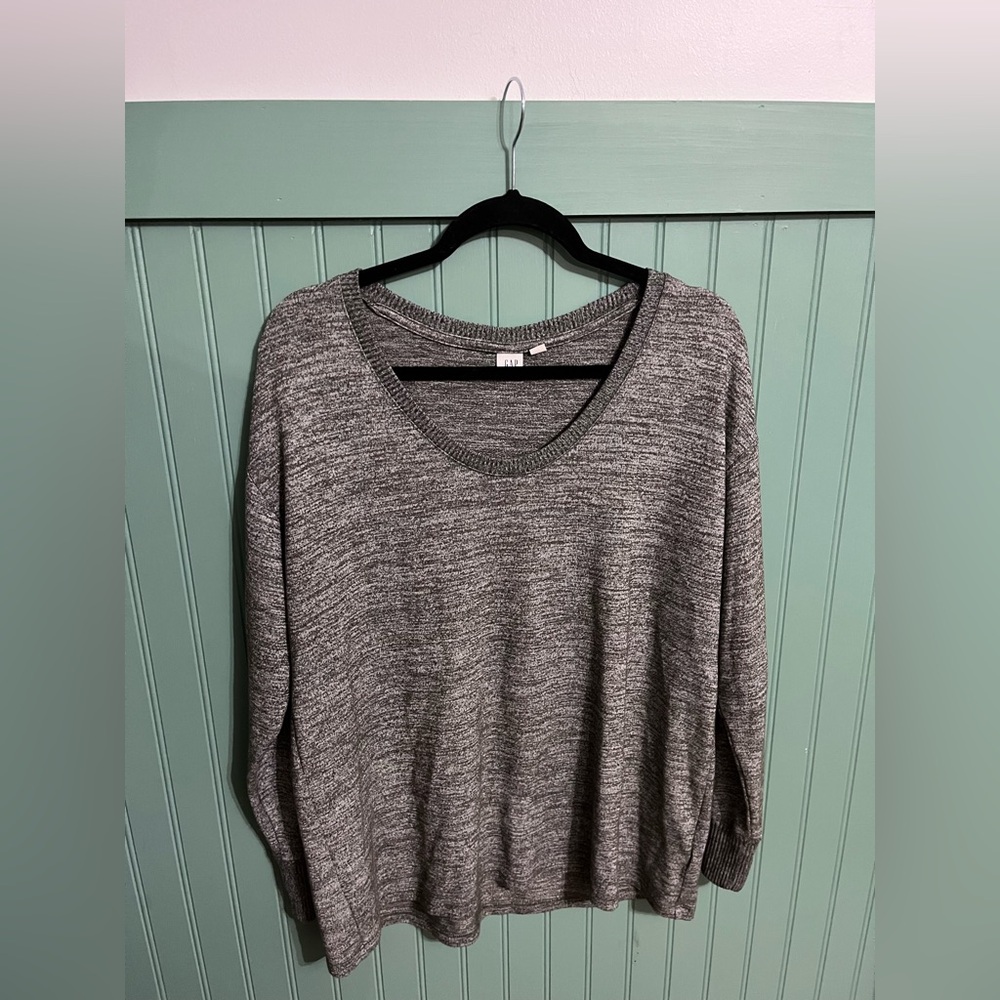 GAP Women’s lightweight Scoop Neck Sweater Olive/Gray - Size Large